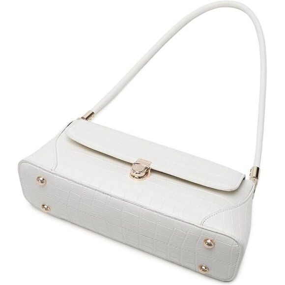 Women Crocodile White Imported Vintage Retro Classic Cute Tote Mini Clutch Bag